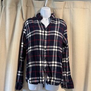 Denim &‎ Flower Womens Plaid Flannel Shirt Long Sleeve Button Down M